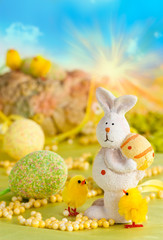 Easter eggs and bunny