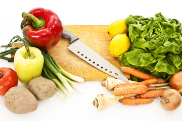 Various vegetables on a cutting board