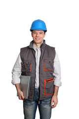 Foreman standing on white background