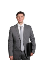 Businessman standing on white background