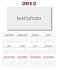 Calendario 2012 text - photo
