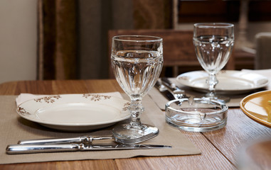 Table in a rustic cuisine restaurant