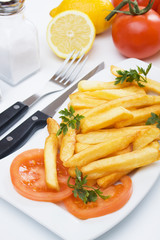 French fries with fresh tomato