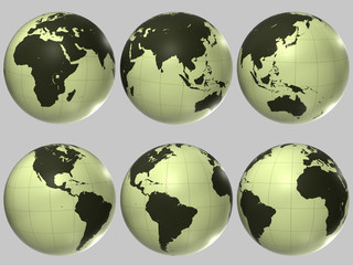 Rubber world globe. Set of Earth maps