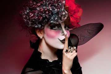 woman mime with theatrical makeup