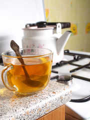 A cup of tea in the kitchen