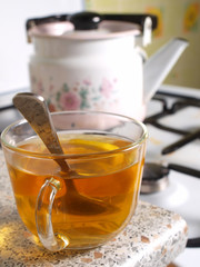 A cup of tea in the kitchen