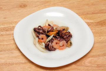 cocktail of seafood on plate
