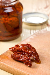dried tomatoes on kitchen table