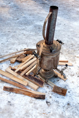 Old Russian traditional object for tea ceremony, samovar.