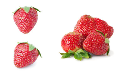 Fresh strawberries isolated on white background .