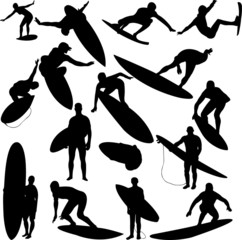 surfers collection 1 - vector - obrazy, fototapety, plakaty