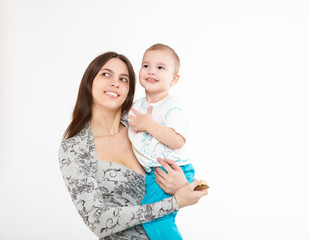 young mother having fun with her little son