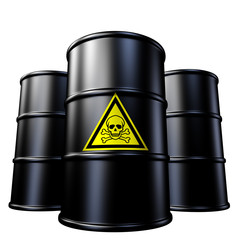Toxic waste barrels symbol represented by black oil