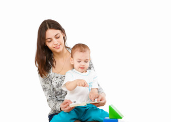 young mother having fun with her little son