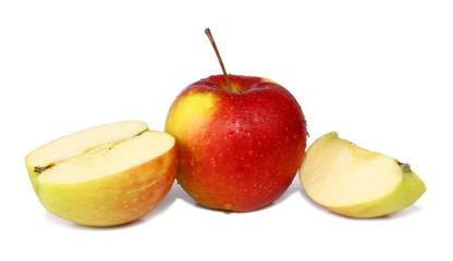 cut apple is in drops