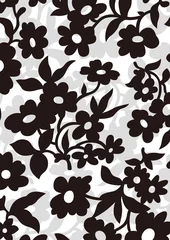 Voilages Fleurs noir et blanc Motif graphique