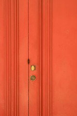 Fototapeta premium Door lock with Key Hole on Red Wodden Door