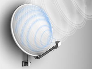 Satellite dish antenna with signal (with wave)
