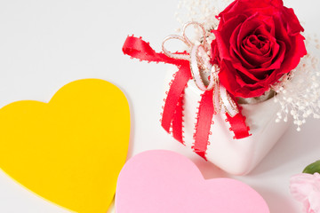 薔薇とハートのメッセージカード