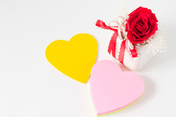 薔薇とハートのメッセージカード