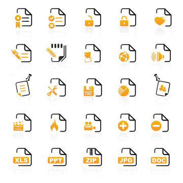orange documents icons - set 9