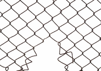 Metal wire fence protection isolated on white for background
