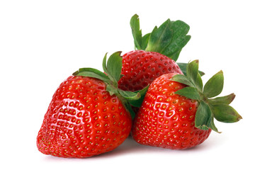 three fresh strawberries