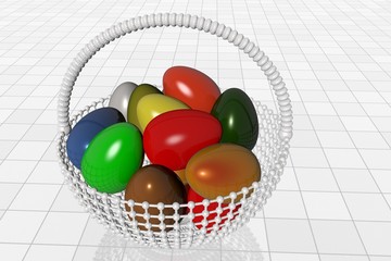Easter eggs in basket