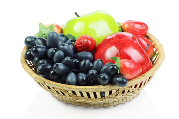 Fruit basket isolated on the white background