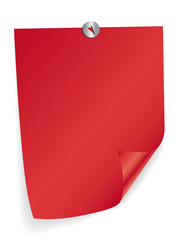 Rotes Blatt Papier mit Rei&szlig;nagel