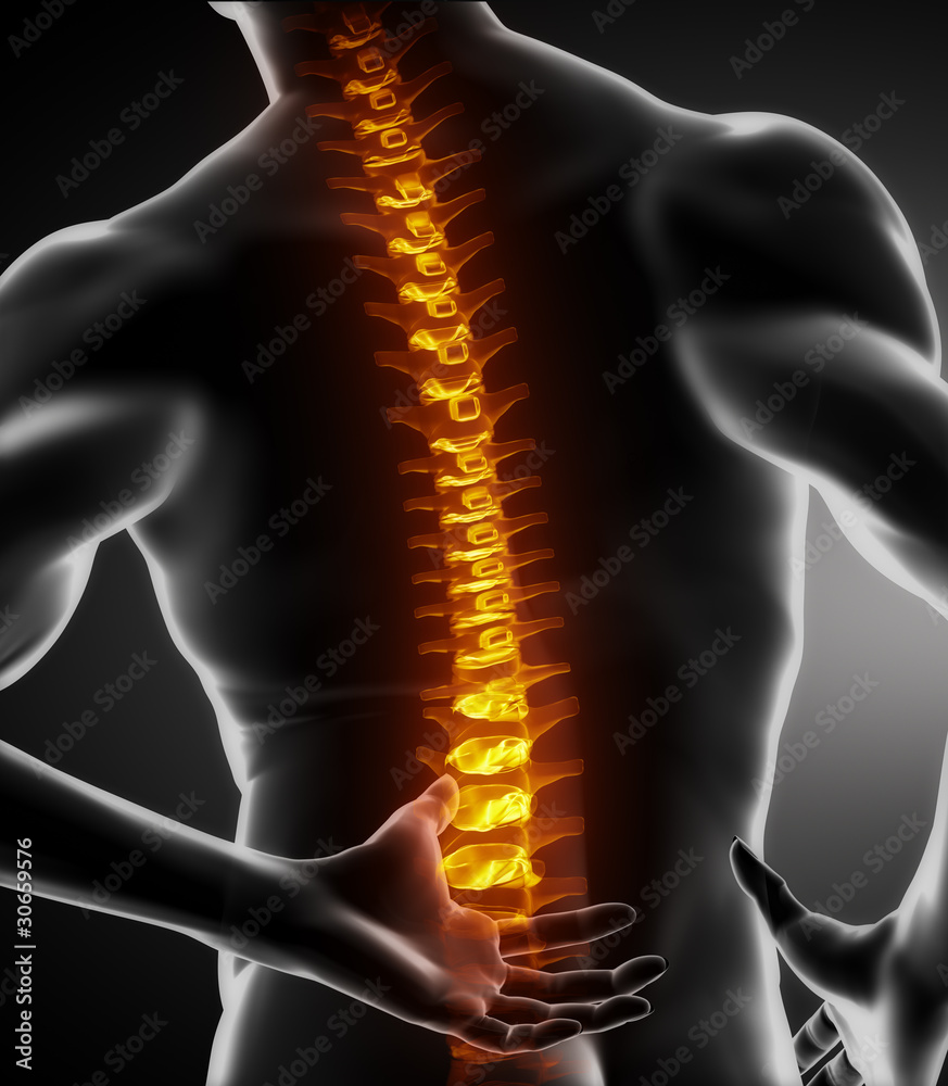 Sticker male spine pain in lumbar part