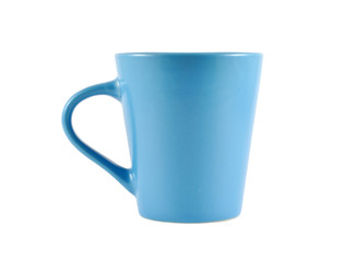 blue tea cup isolated on white background