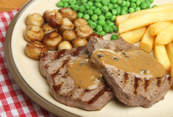 Rump Beef Steak with Pepper Sauce Dinner