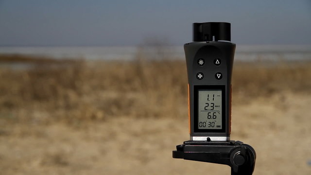 Anemometer rotated by gust of wind