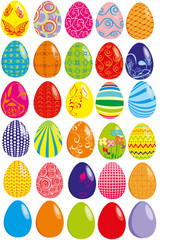 Set of easter eggs isolated on white background