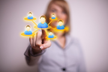 hand pressing Social network icon