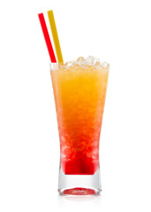 Tequila sunrise Cocktail isolated on a white background
