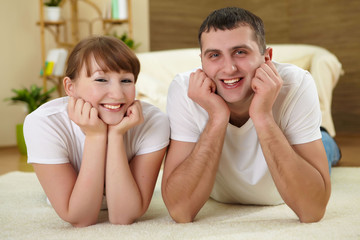 Fototapeta premium couple at home relaxing