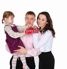 young family with a present