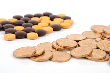 Pills and coins