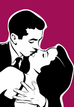 portrait couple glamour baiser