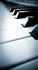 Close up shot of piano keyboard