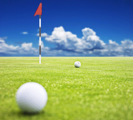 Obraz premium Golf ball on a putting green