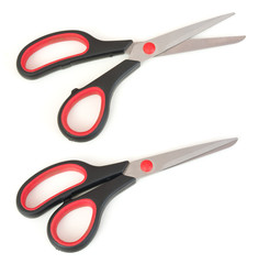 Scissors in two positions on white background