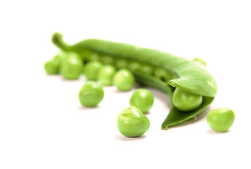 Fresh peas vegetable on white background
