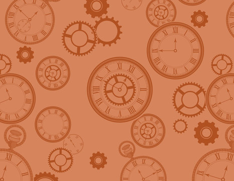 Clocks Background in Terracotta tones