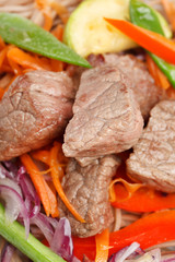 meat with vegetables and noodles