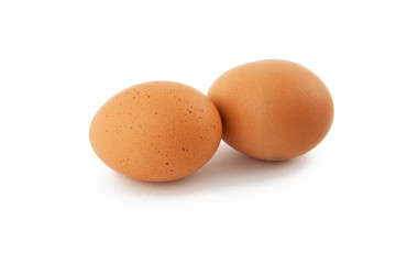 Two eggs isolated on white
