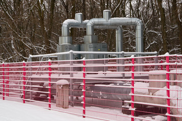 Community heating pipeline in Winter